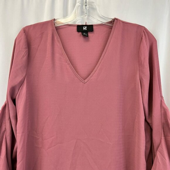 IZ Byer Womens V-Neck Ruffle Long Sleeve Pullover Mauve Blouse Small - Picture 2 of 9